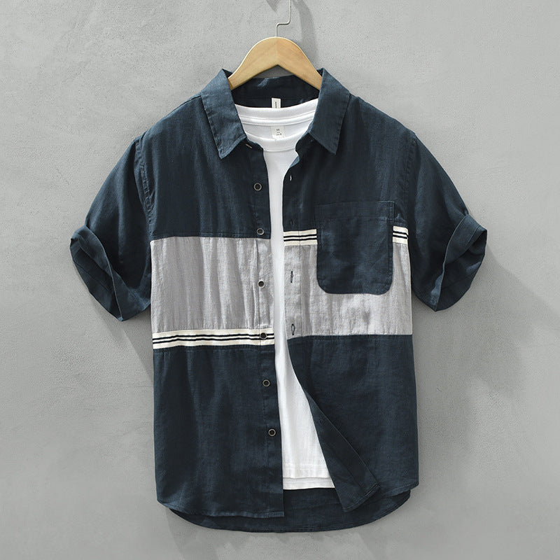 Color-coordinated, breathable linen shirt