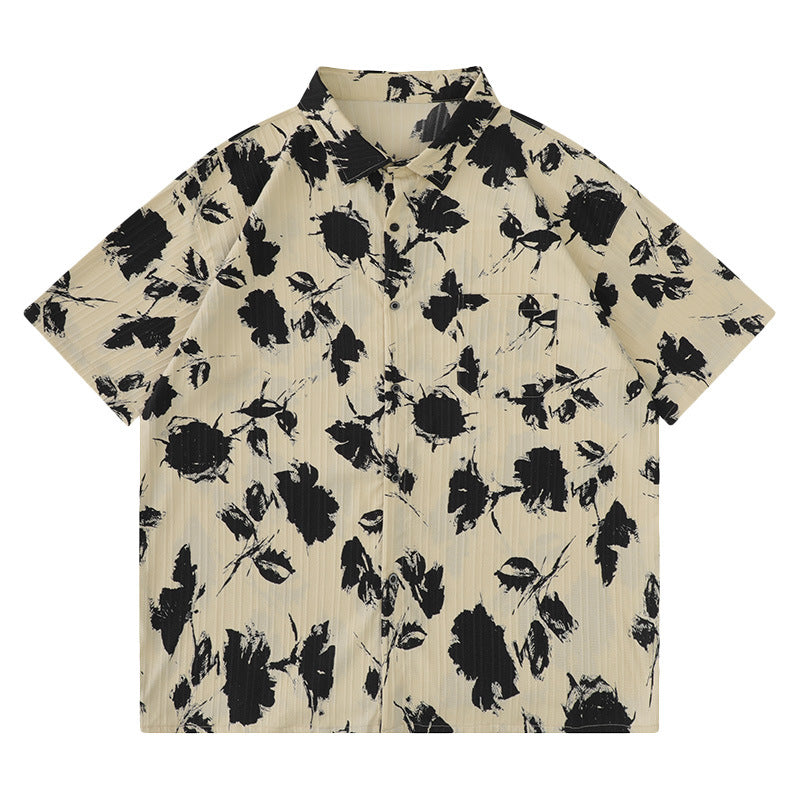 Retro floral short-sleeve Hawaiian quick-drying shirt
