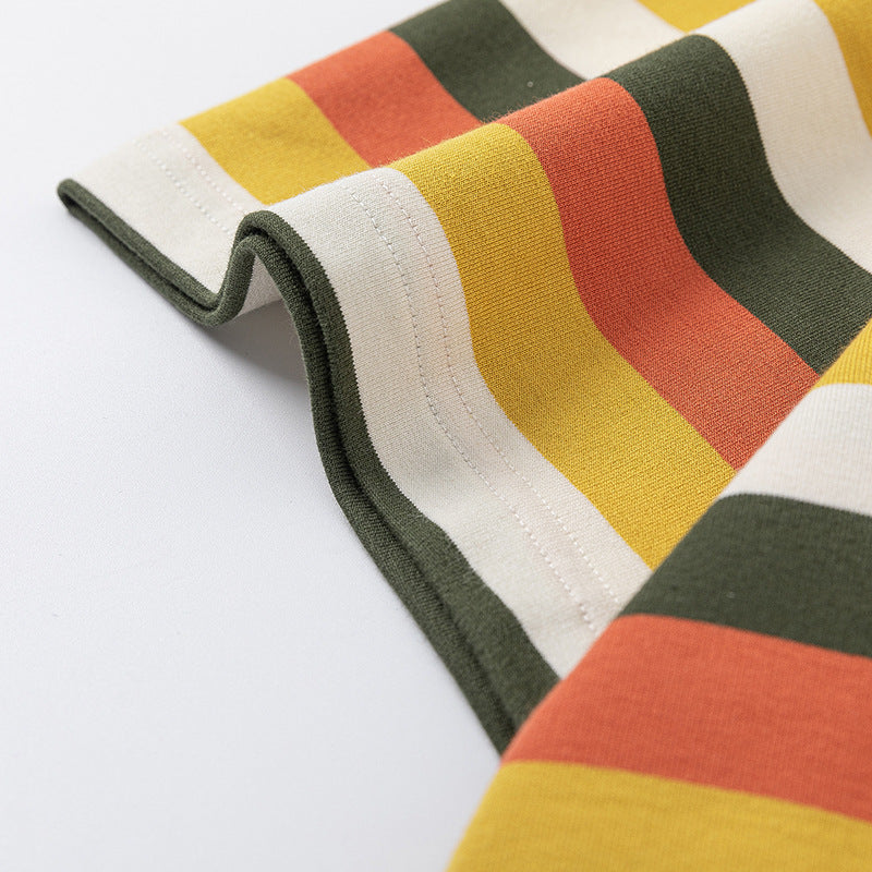 Colorful horizontal striped casual T-shirt