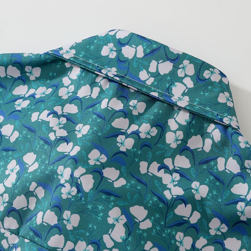 New fresh floral print aloha short sleeve shirt