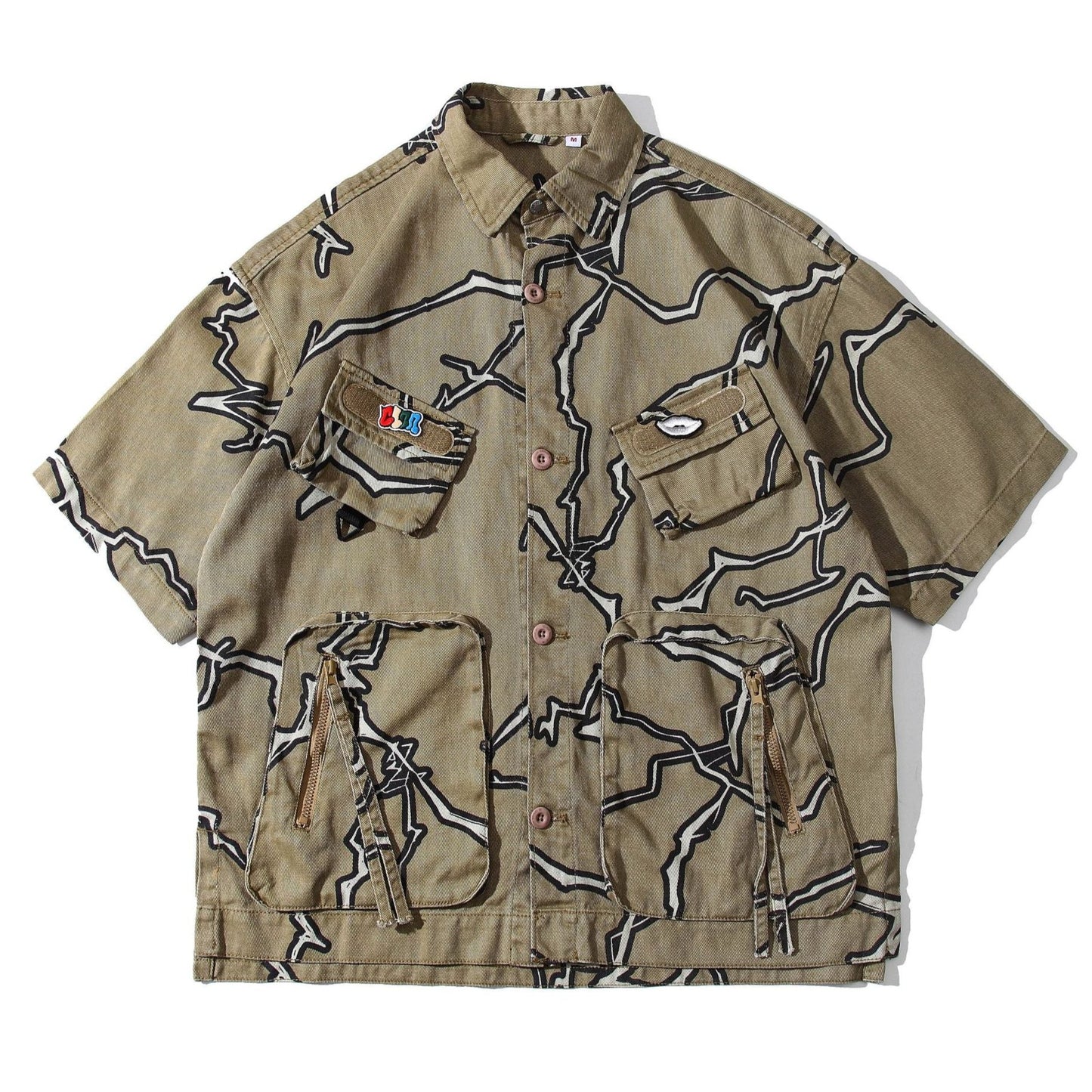 Retro Camouflage Pocket Short Sleeve Shirt