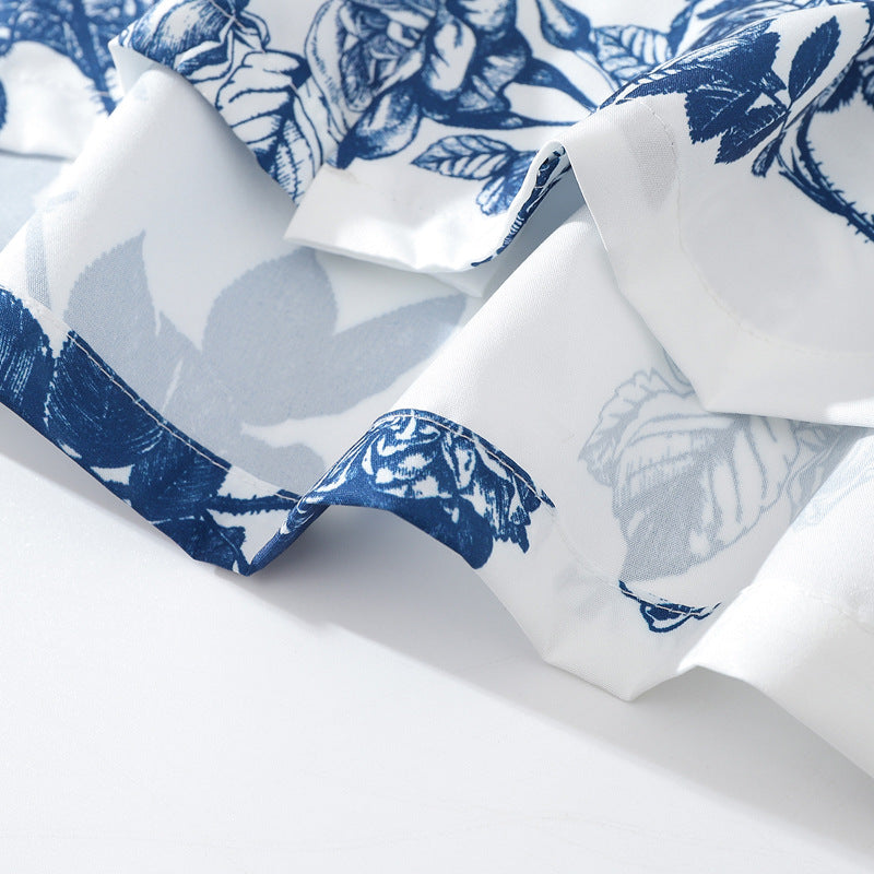 Fresh Cuban-colored all-over print short-sleeved aloha shirt