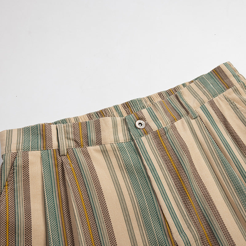 Color-coordinated striped casual shorts