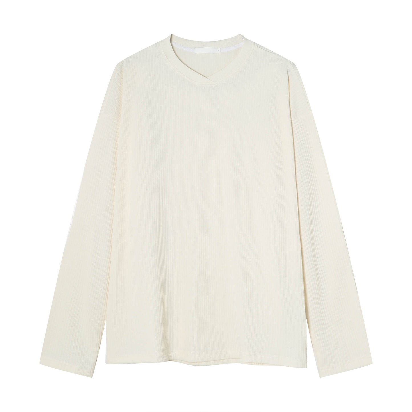 American casual plain V-neck long-sleeved T-shirt