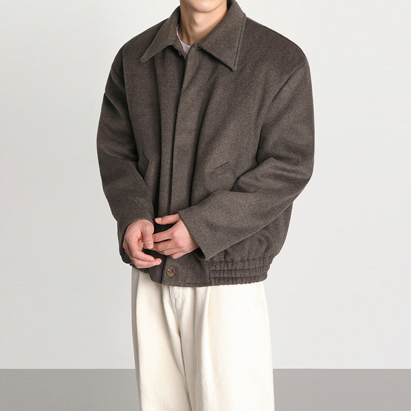 Classic casual twill jacket with turn-down collar