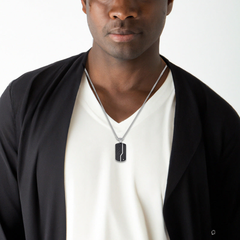 ドッグタグ ペンダント メンズ 市松模様付き