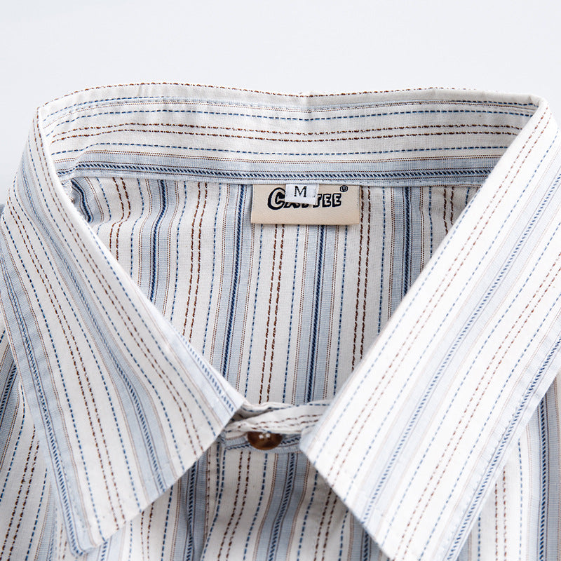 Classic color-striped short-sleeved shirt