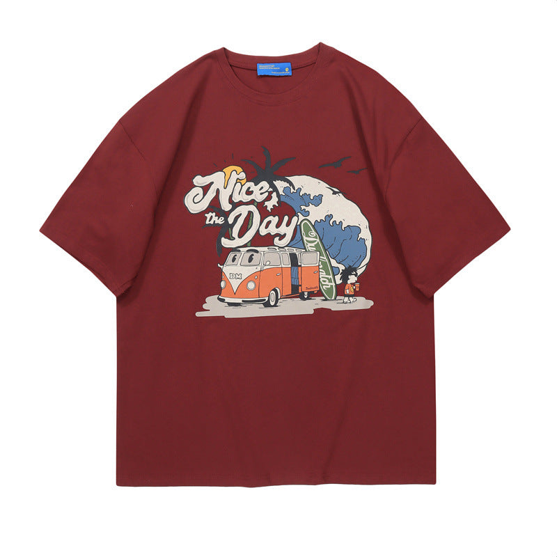 Easy-to-match cartoon print T-shirt