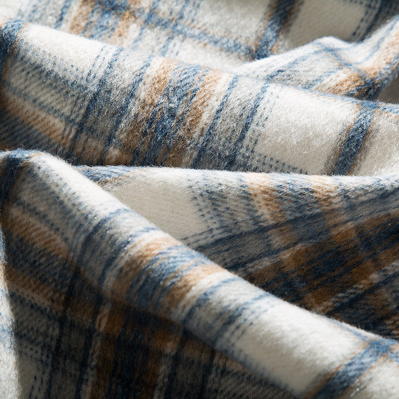 Classic brushed check pattern long sleeve shirt