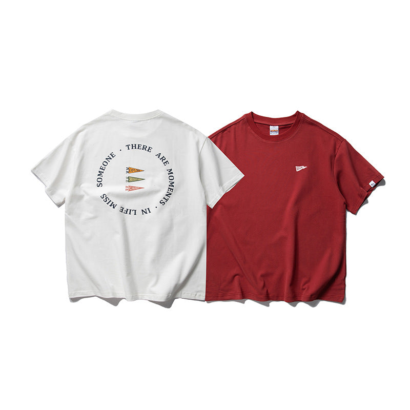 Back alphabet print short sleeve T-shirt