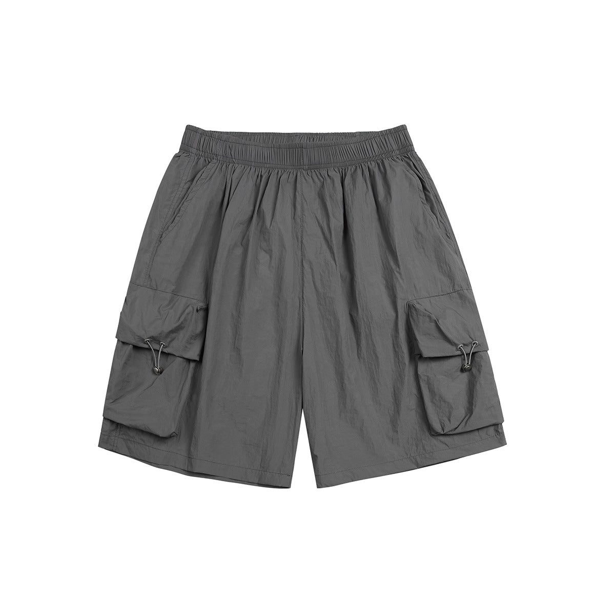 Solid color drawstring pocket track shorts