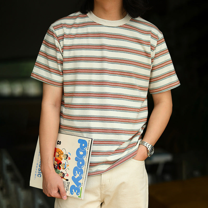 Ivy Look 4-Color Yarn-Dyed Striped Cotton Tee