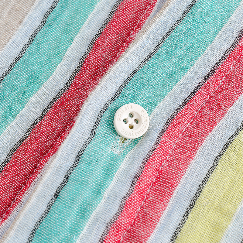 Rainbow Stripe Pocket Short Sleeve Shirt