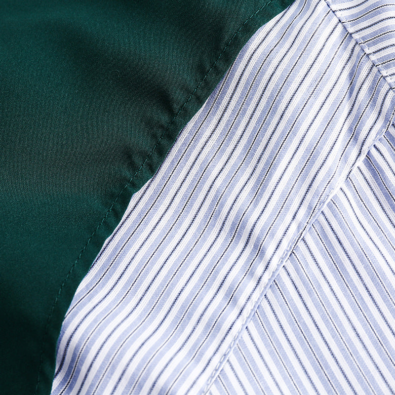 Faux layered outdoor vest and striped shirt