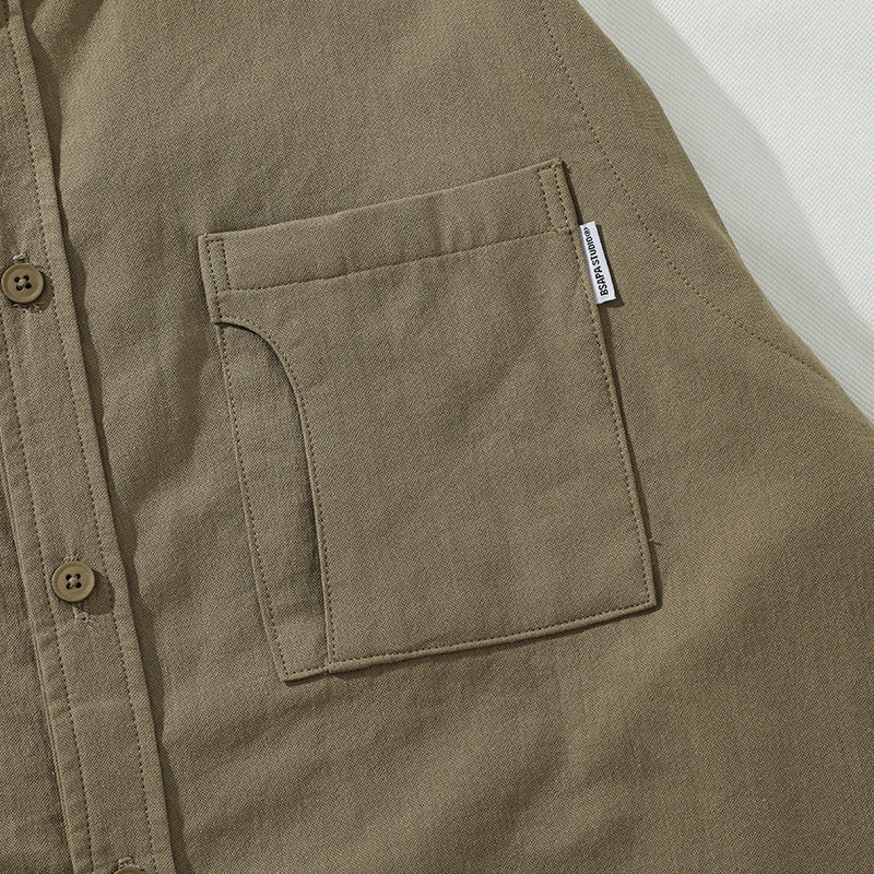 Faux layered cotton short sleeve shirt