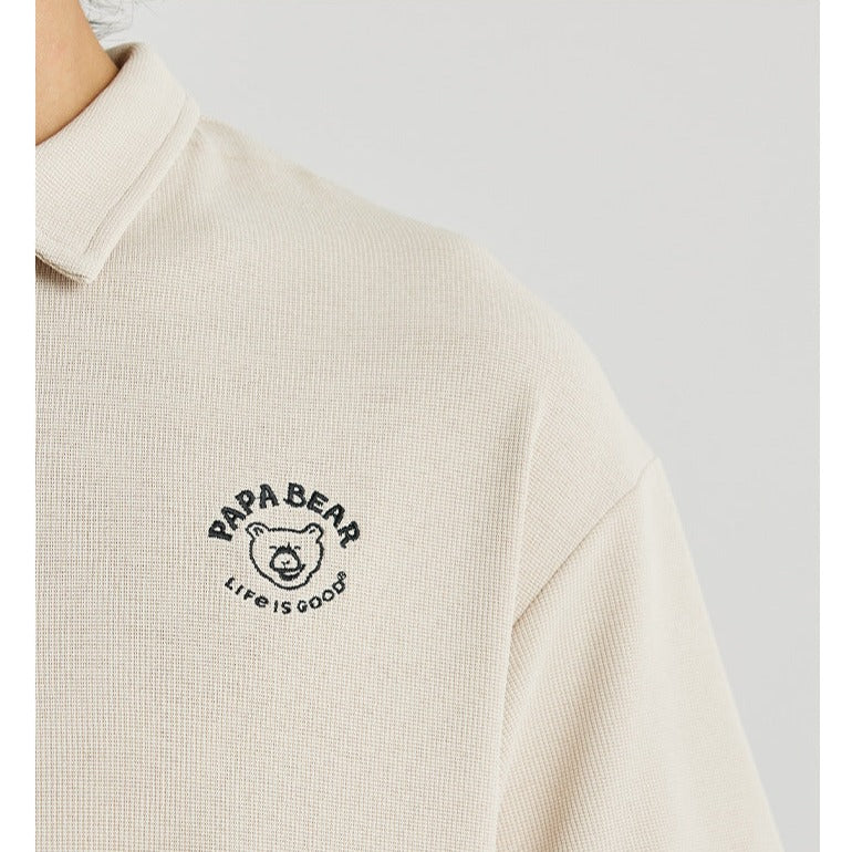 Embroidered Zipper Classic Polo Shirt