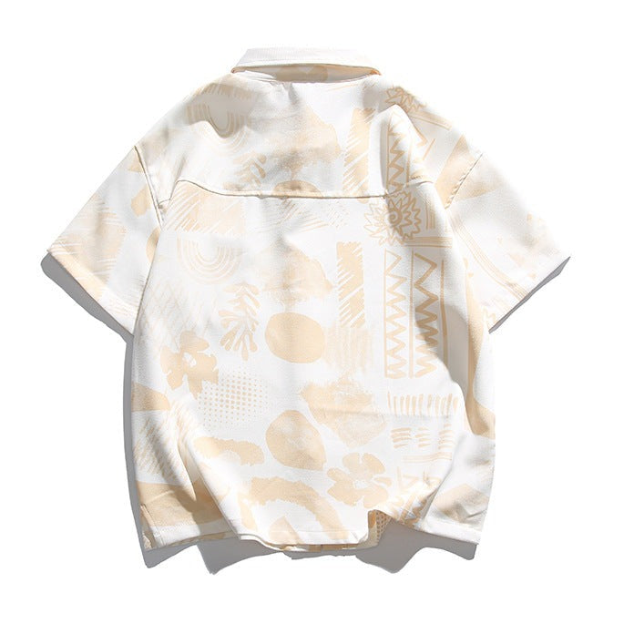 Refreshing all-over print aloha short-sleeved shirt