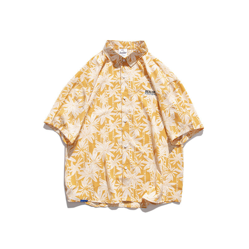 Hawaiian oak tree print short sleeve shirt