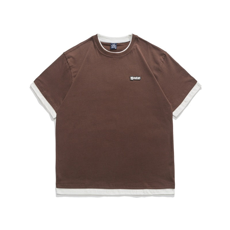 Choose from three colors. Simple color combination. Easy to match short-sleeved T-shirt.