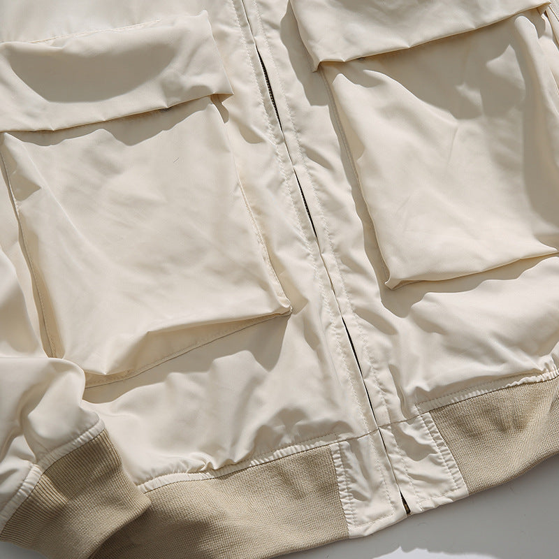 3D large pocket switch neck flight jacket