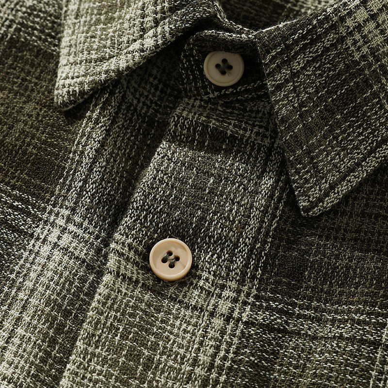Dyed over-checked short-sleeved shirt
