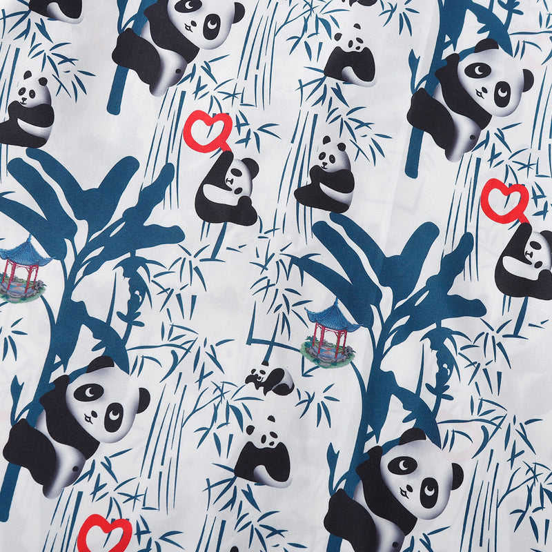 Hawaiian Panda Bamboo Print Short Sleeve Shirt