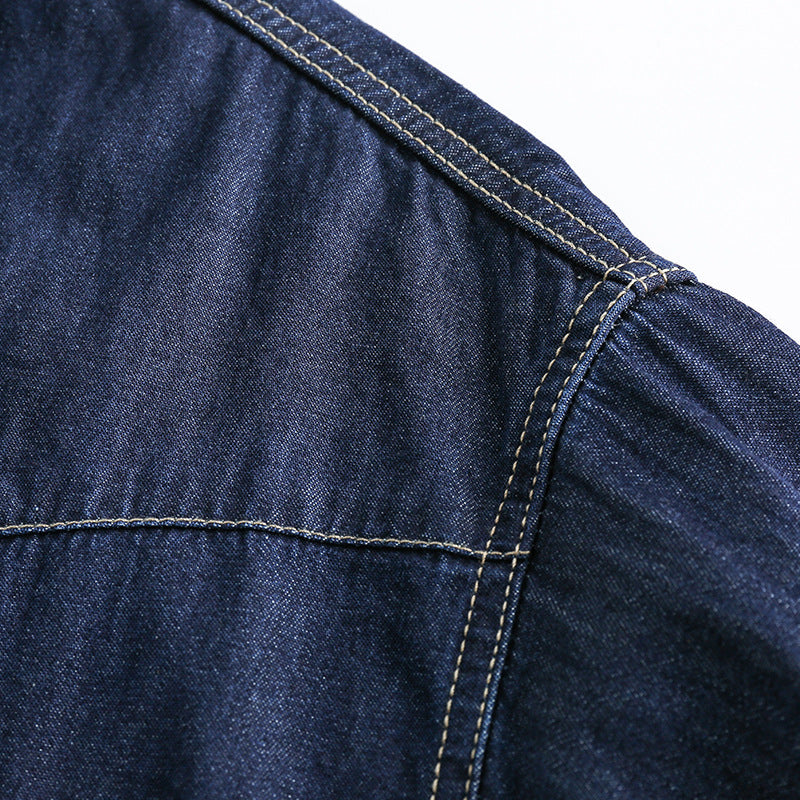Denim pocket classic short sleeve shirt