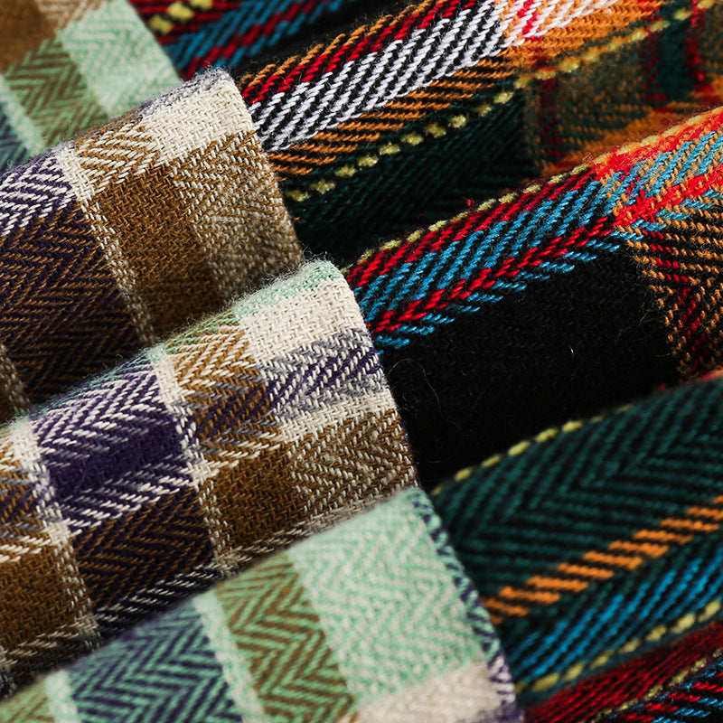 Reconstructed multi-colored irregular patchwork long-sleeved shirt