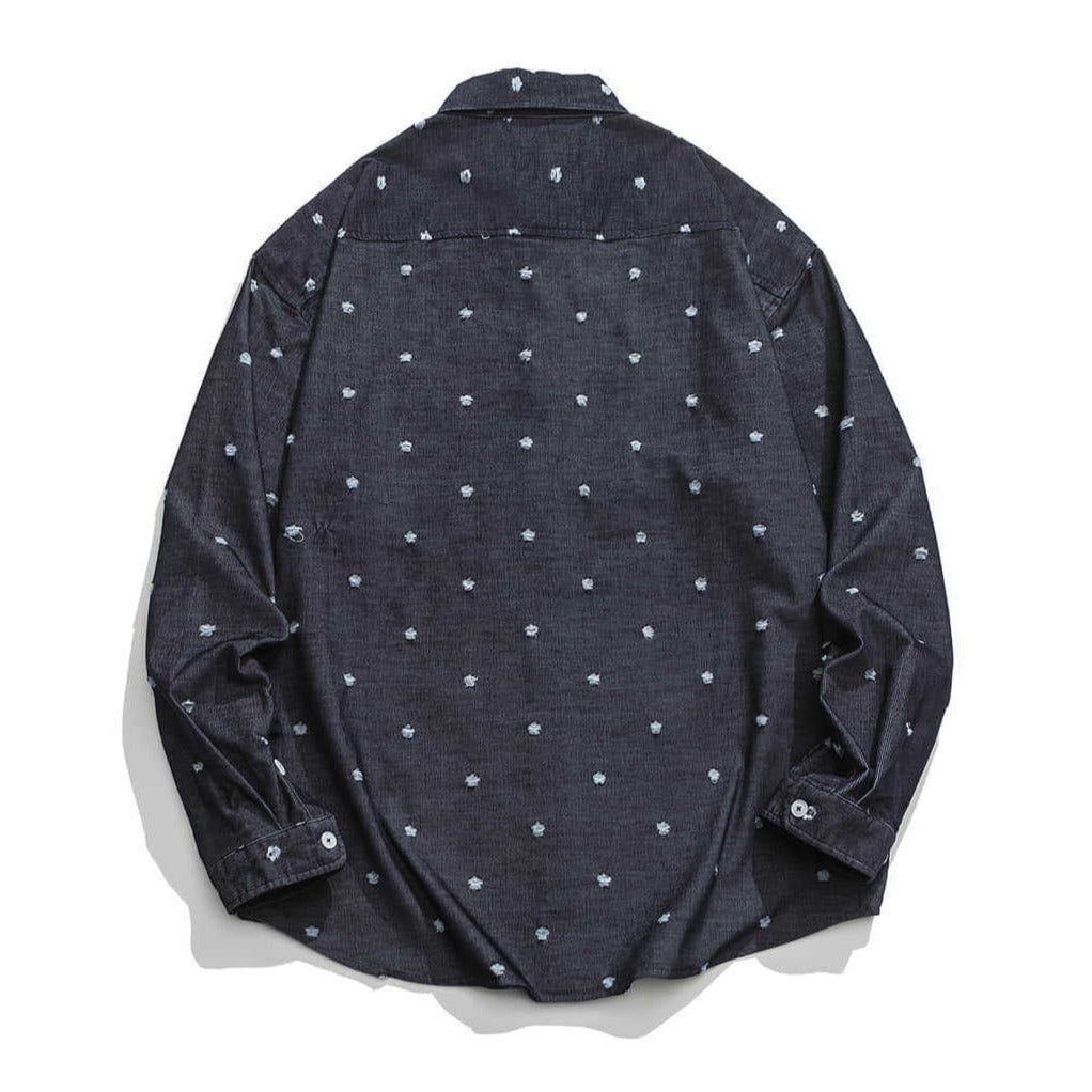 Distressed retro long-sleeved shirt