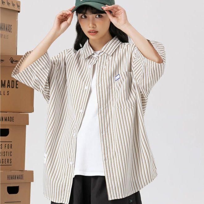 Classic striped pocket work shirt
