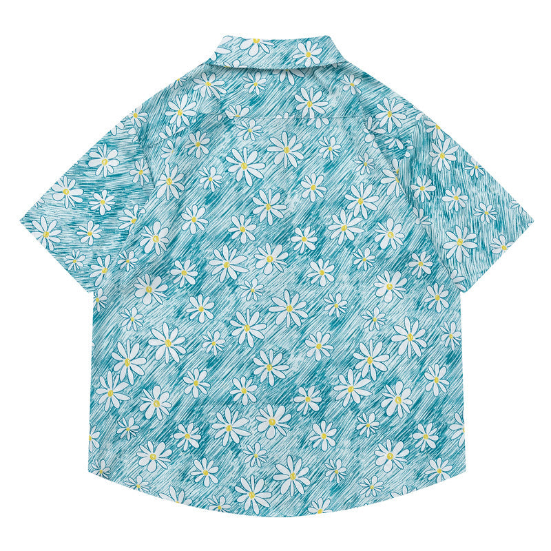 Fresh Hawaiian floral short-sleeved shirt