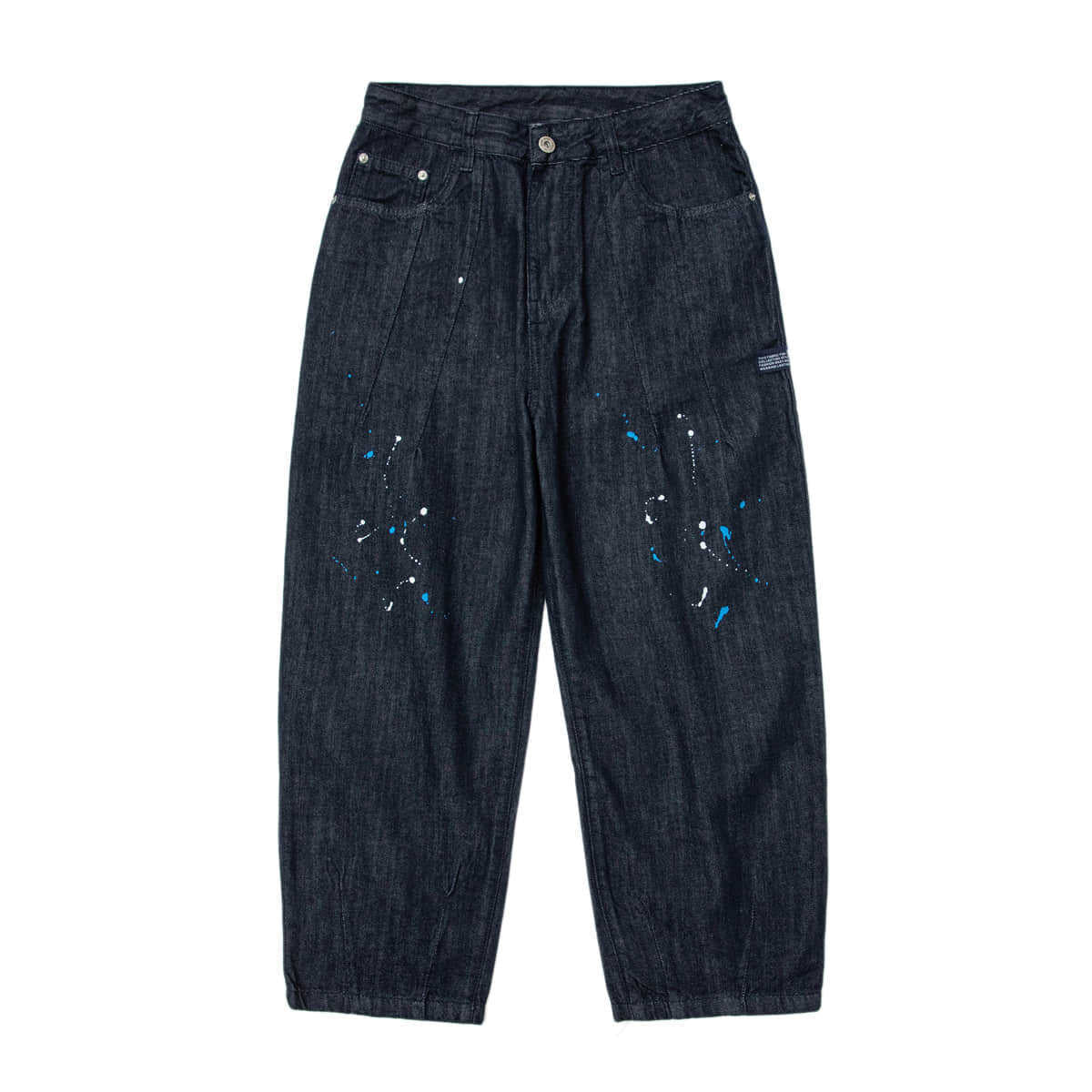 Unique vertically faded painted denim pants
