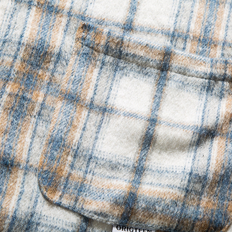 Classic brushed check pattern long sleeve shirt