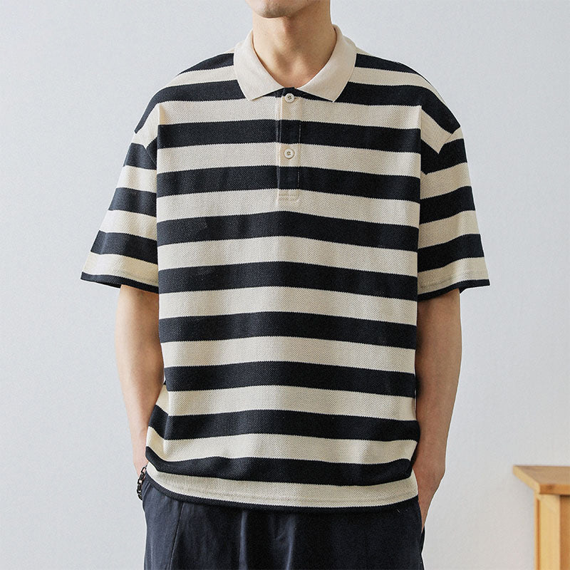 Classic horizontal striped polo shirt