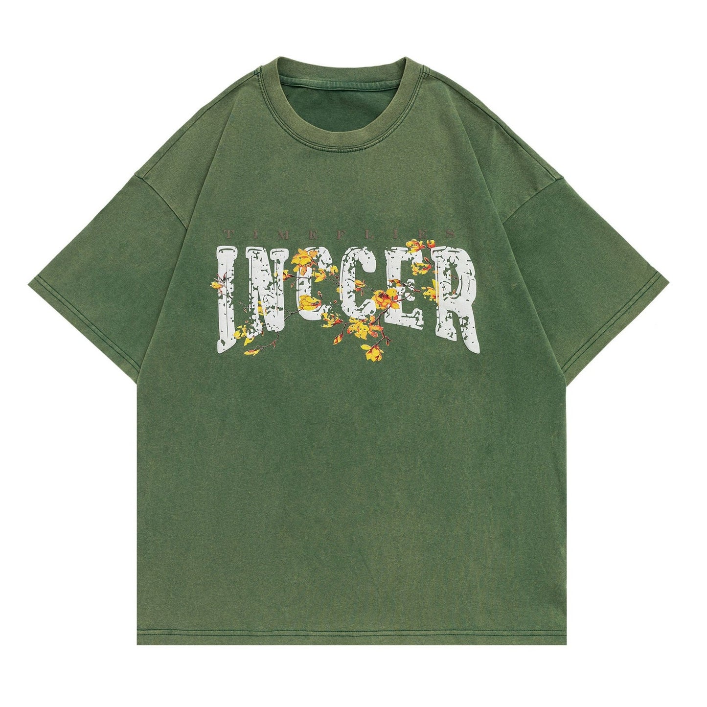Cool alphabet floral short-sleeved T-shirt