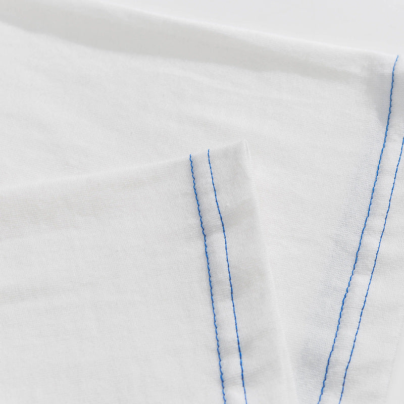 Fresh embroidered color matching short sleeve T-shirt