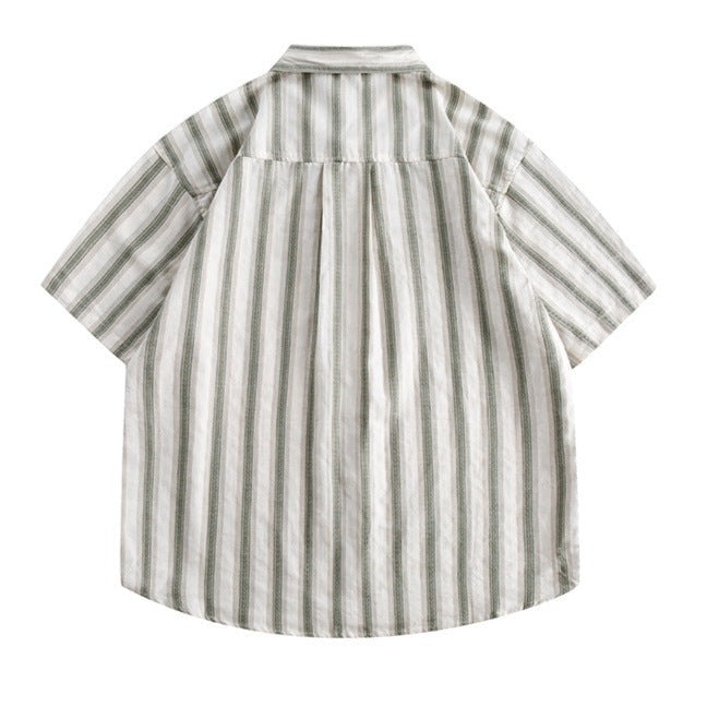 Classic color-striped short-sleeved shirt