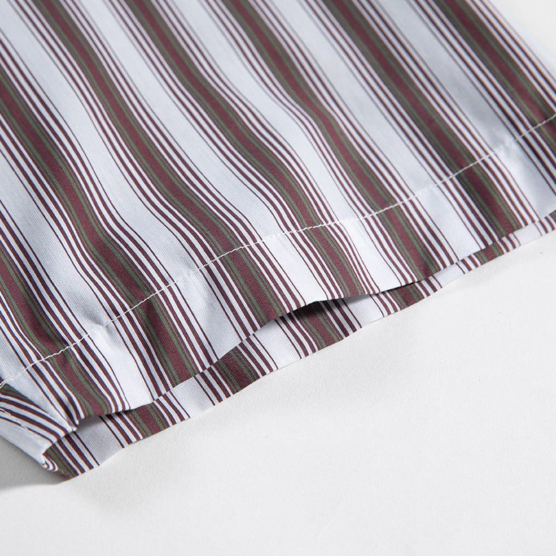 Classic striped work short-sleeved shirt