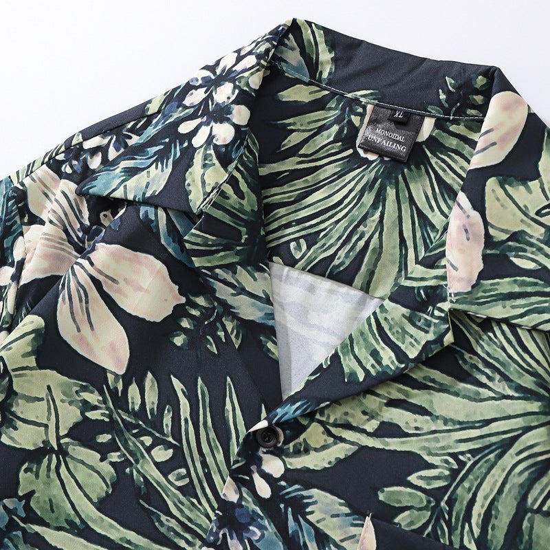 Hawaiian Cuban collar floral short sleeve shirt