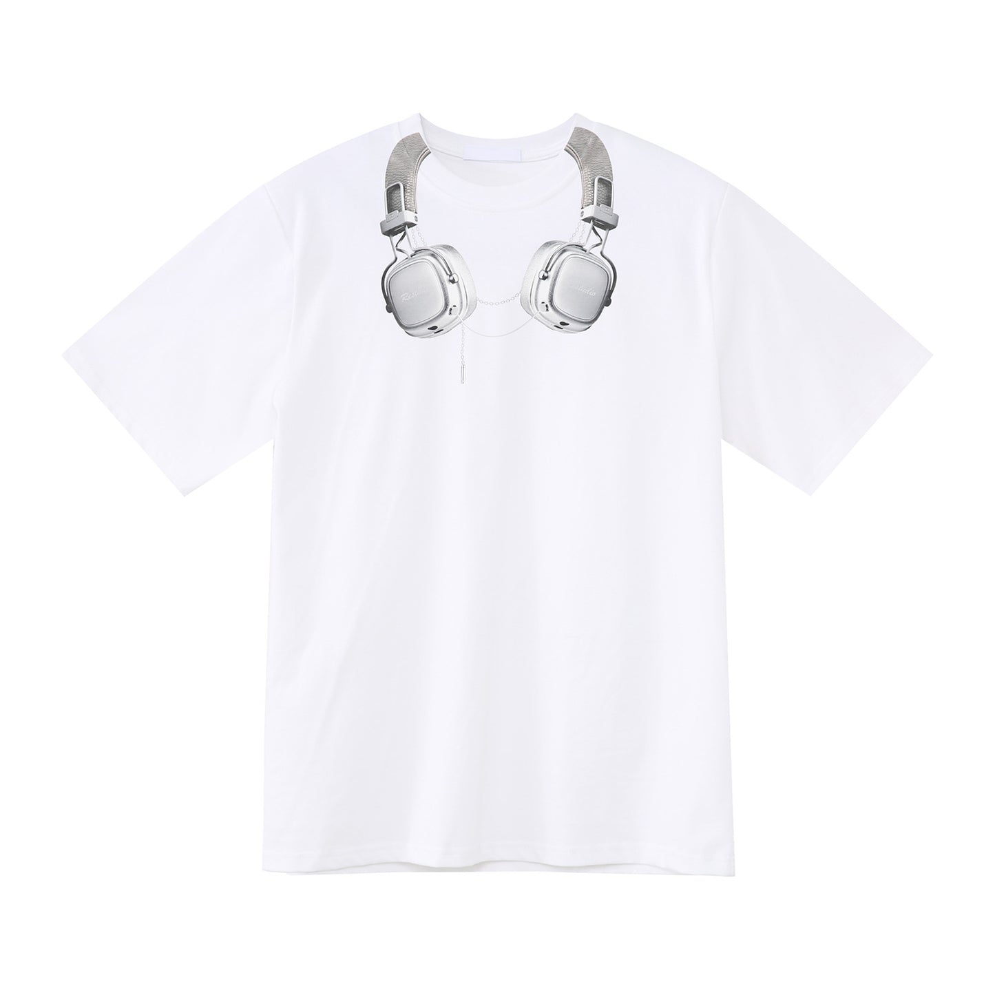 Easy-to-match earphone print short-sleeved T-shirt