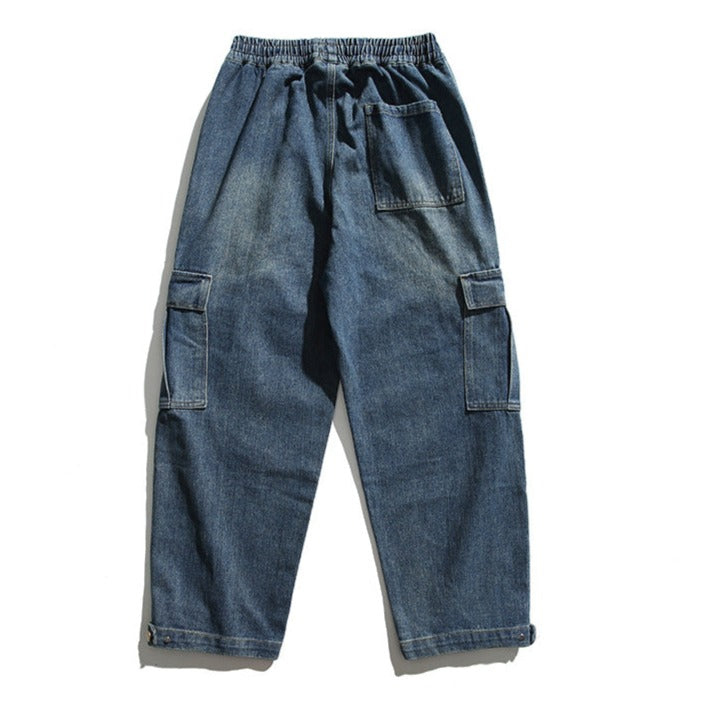 Washed Pocket Straight Jeans