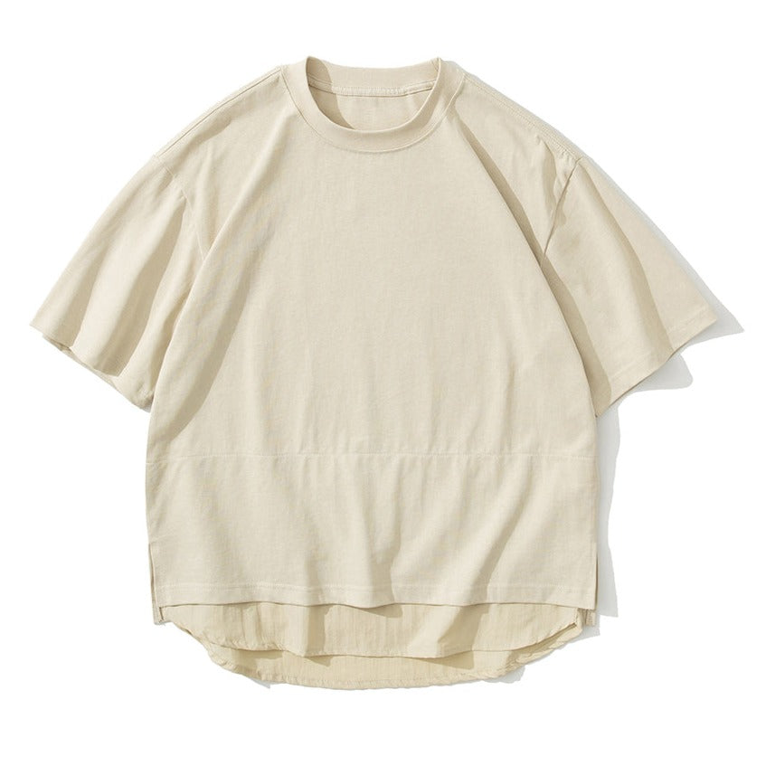 不規則無地カジュアル半袖Tシャツ