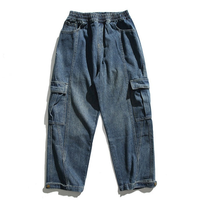 Washed Pocket Straight Jeans