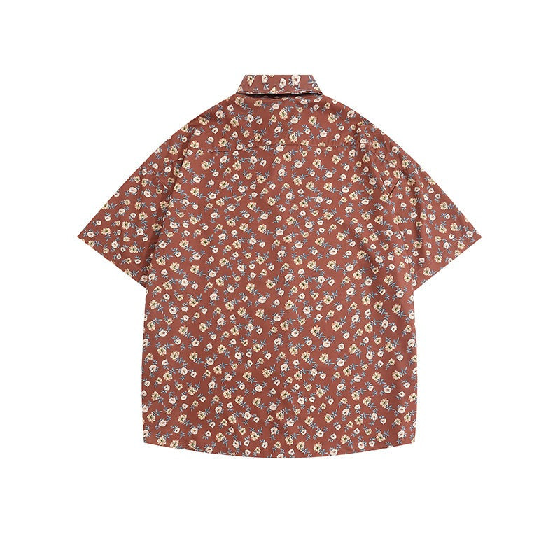 Retro print floral all-over aloha short-sleeved shirt