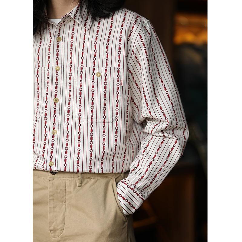 Navajo striped fine corduroy work shirt