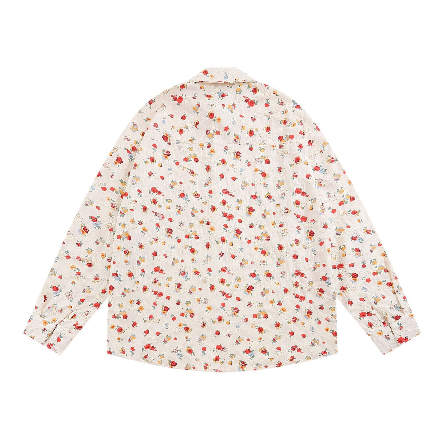 Retro small floral print long sleeve shirt