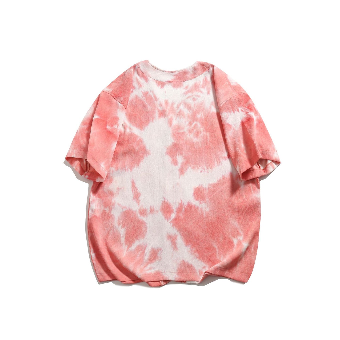 Hawaiian print tie-dye collarless short-sleeved shirt