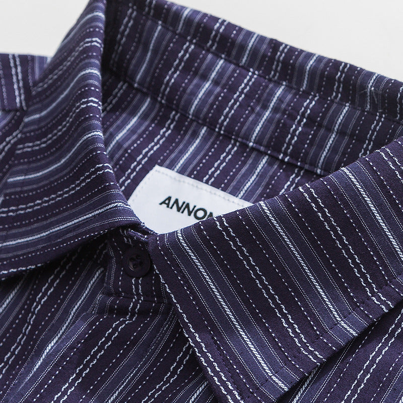 Luxurious classic striped long-sleeved work shirt