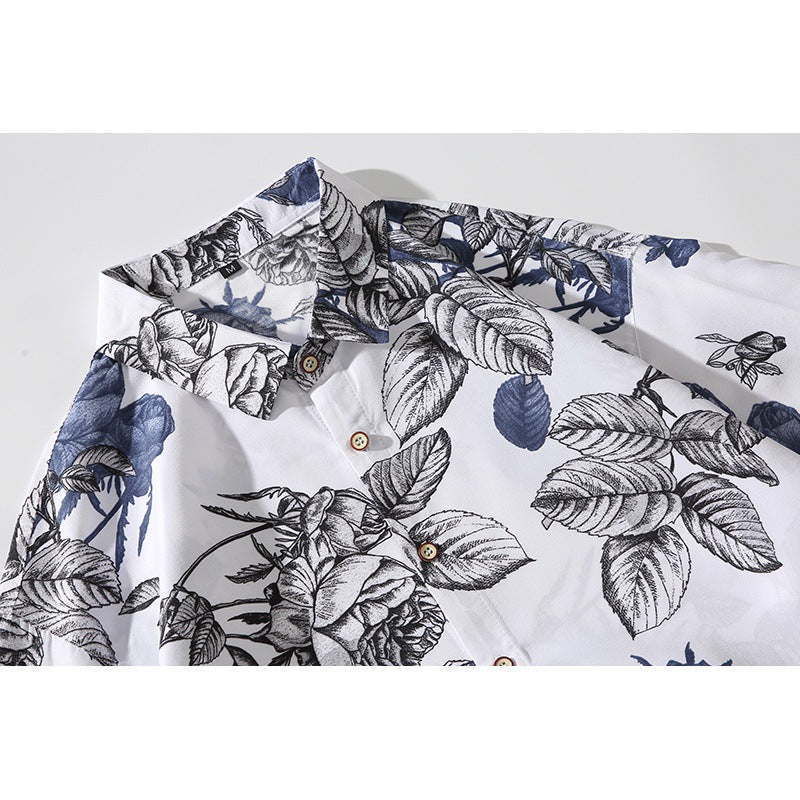 Classic floral summer short-sleeved aloha shirt