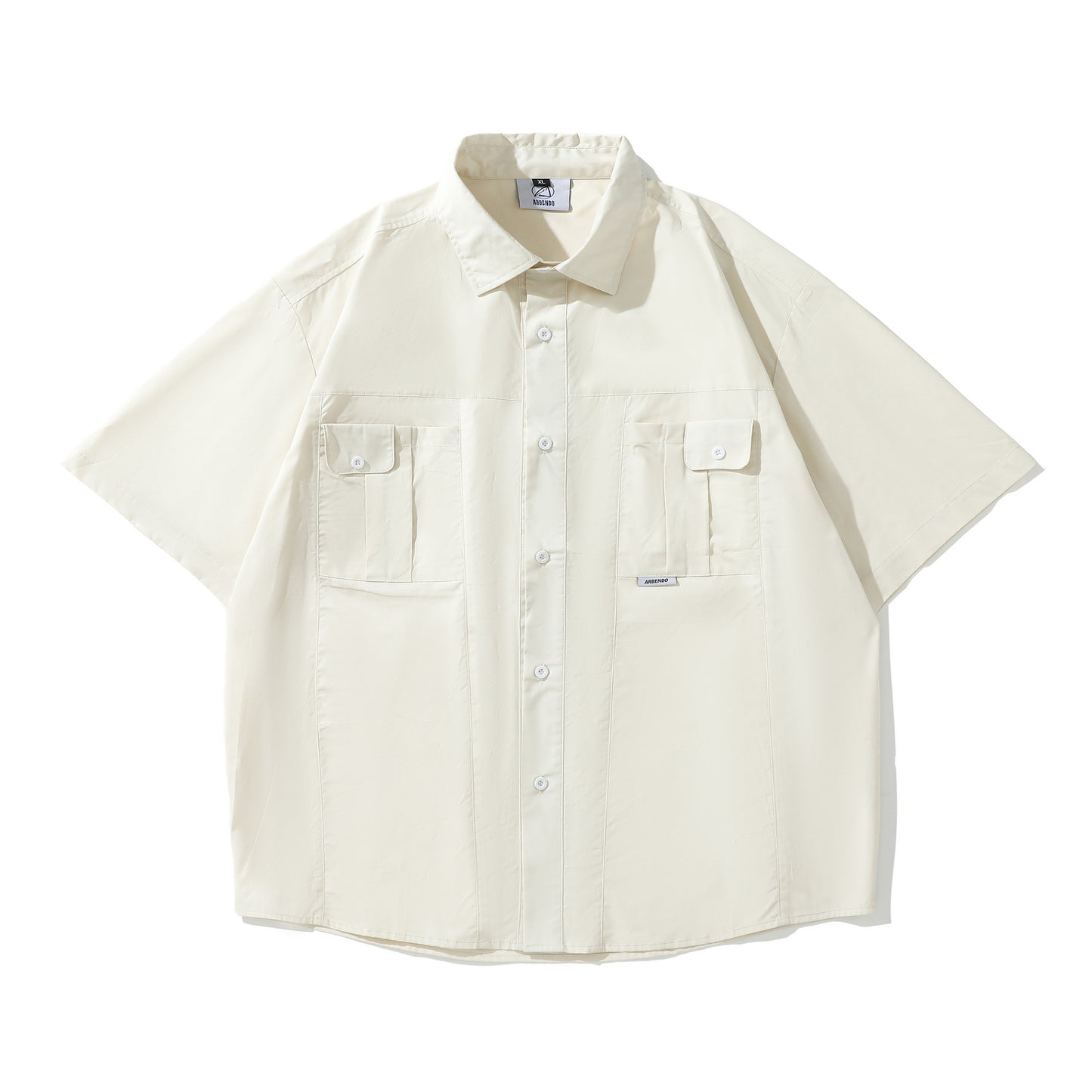 Plain short-sleeved work shirt with pocket